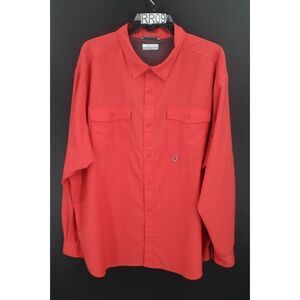 Columbia Fishing Shirt Men XXL Button Down Chest Pockets Long Sleeve Red